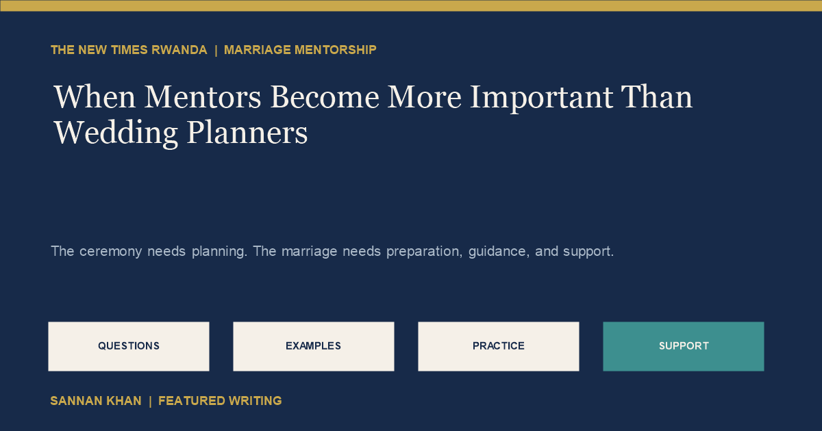 The ceremony needs planning. The marriage needs preparation, guidance, and support.