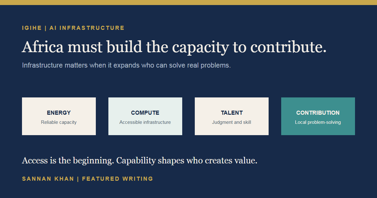 Framework connecting AI infrastructure to energy, compute, talent, and African problem-solving capacity
